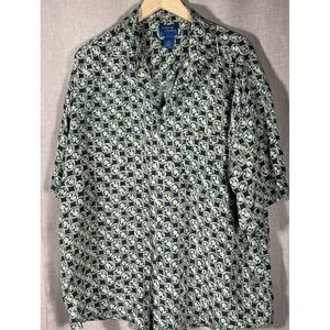 Cambridge Classics Mervyns Silk Shirt Mens XL Abstract Coin Money